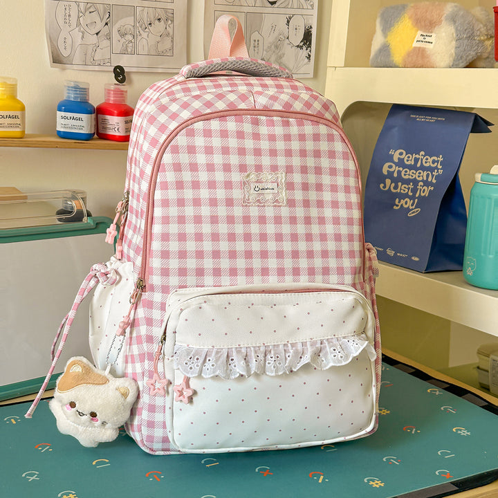 Playful Gingham Patterned School Backpack Stornfield