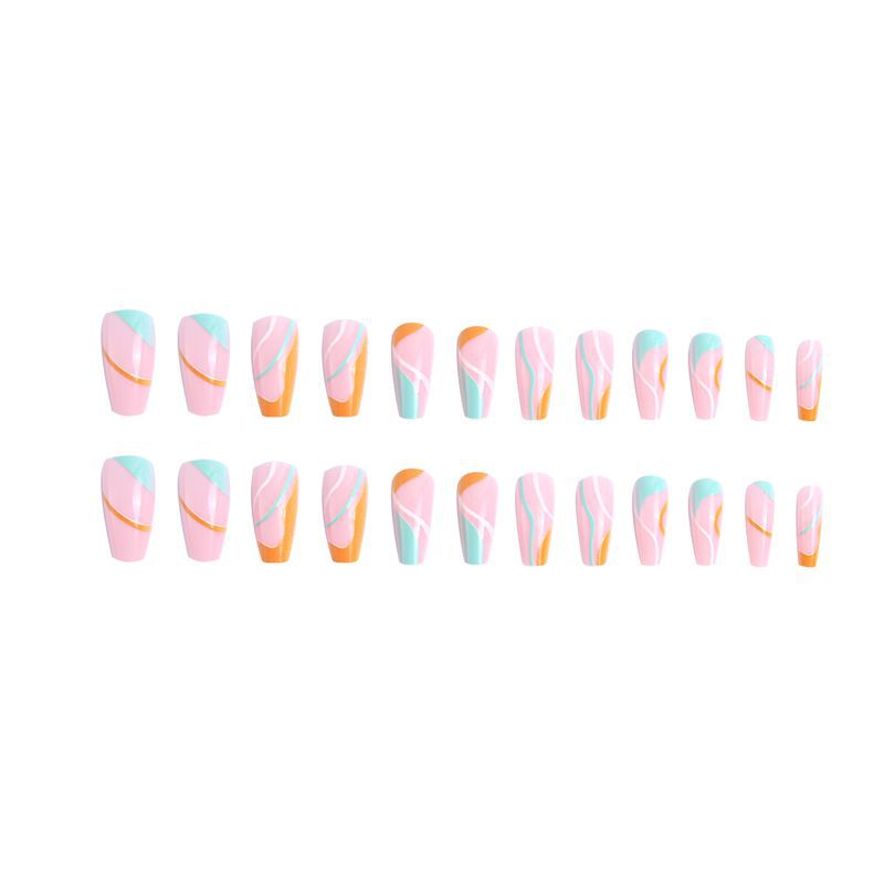Stylish artificial nails with colorful wave pattern Stornfield