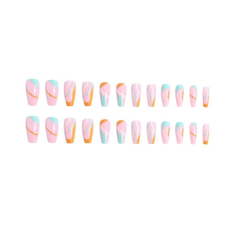 Stylish artificial nails with colorful wave pattern Stornfield