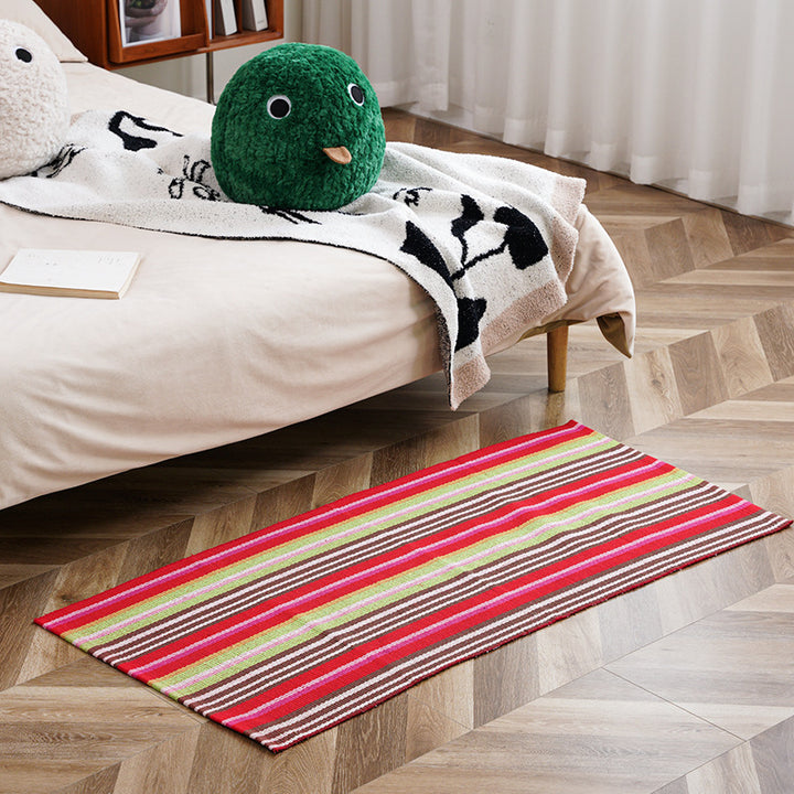 Flat-woven runner rug with check pattern and decorative border stripe Stornfield