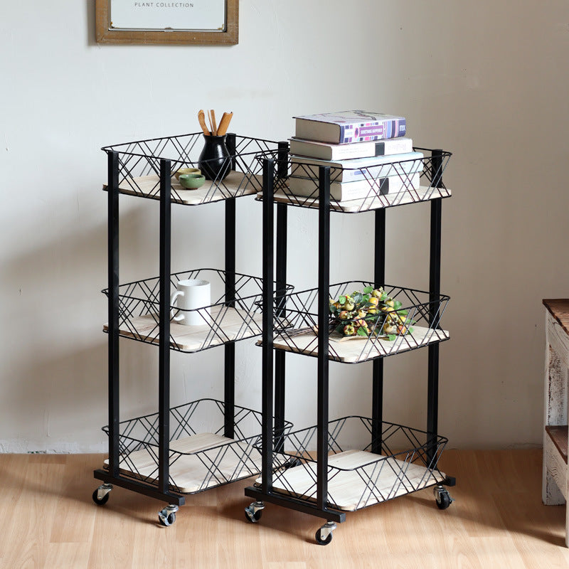 Modern rolling cart with three shelves and wheels Stornfield