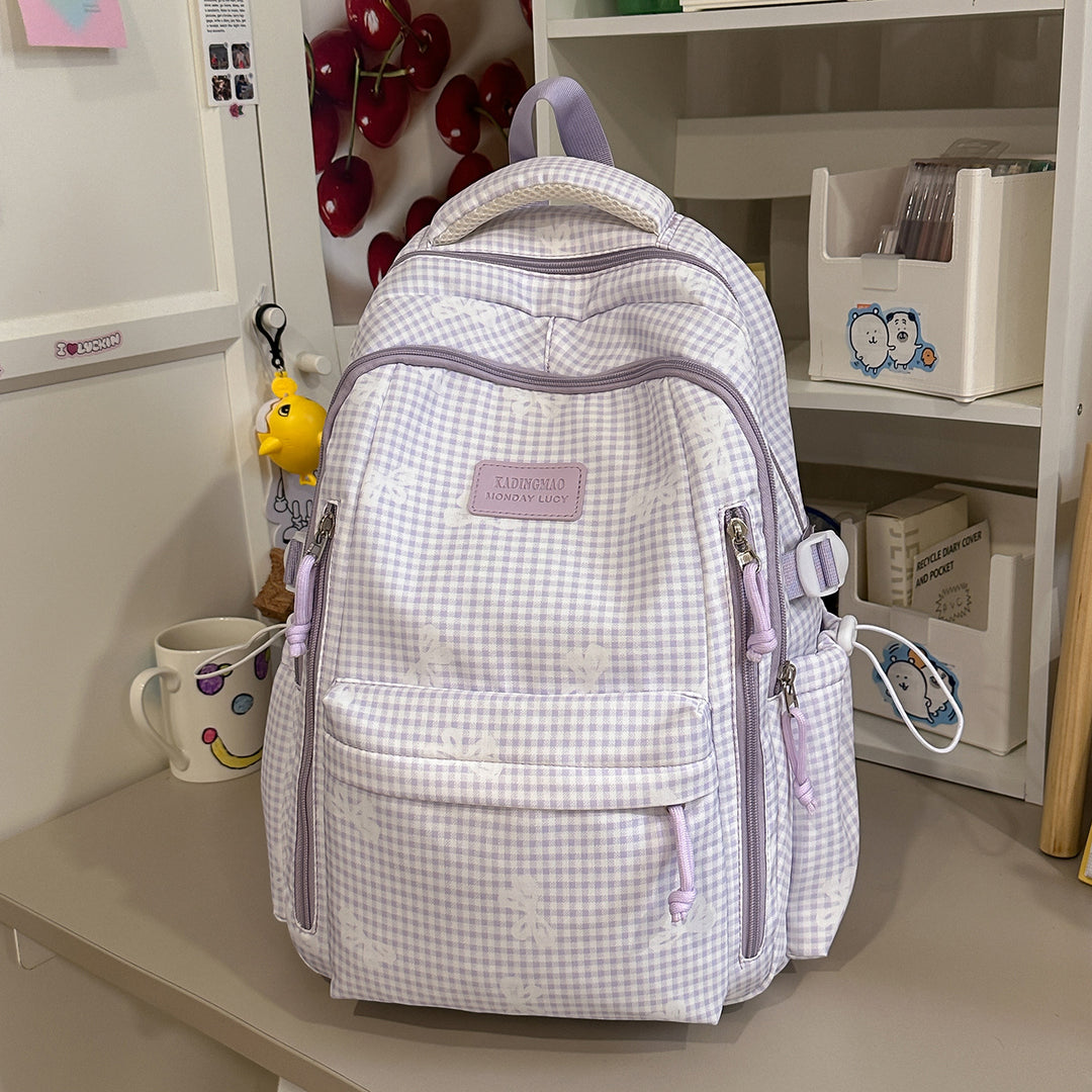 Stylish Checked Print Casual Backpack Stornfield