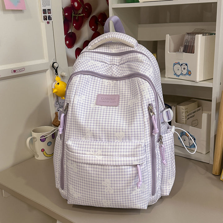 Stylish Checked Print Casual Backpack Stornfield