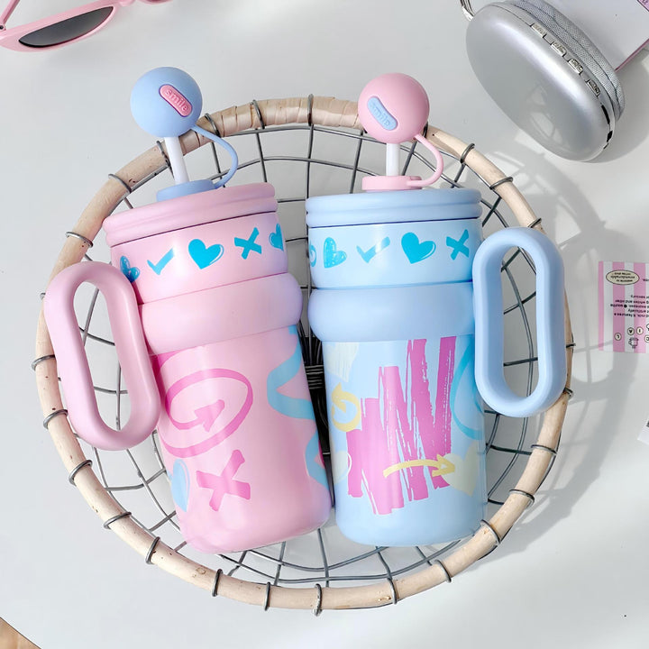 Women’s children’s drinking cup with integrated straw and playful design Stornfield