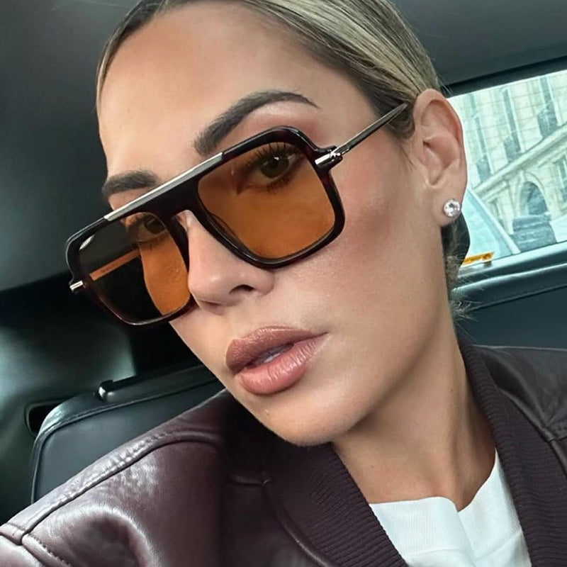 Women's square designer sunglasses with gold accents and protective UV filter Stornfield