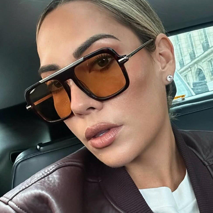 Women's square designer sunglasses with gold accents and protective UV filter Stornfield