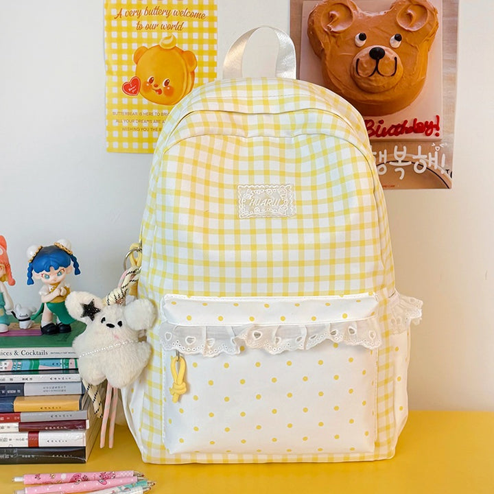 Stylish Gingham Print Casual Backpack Stornfield