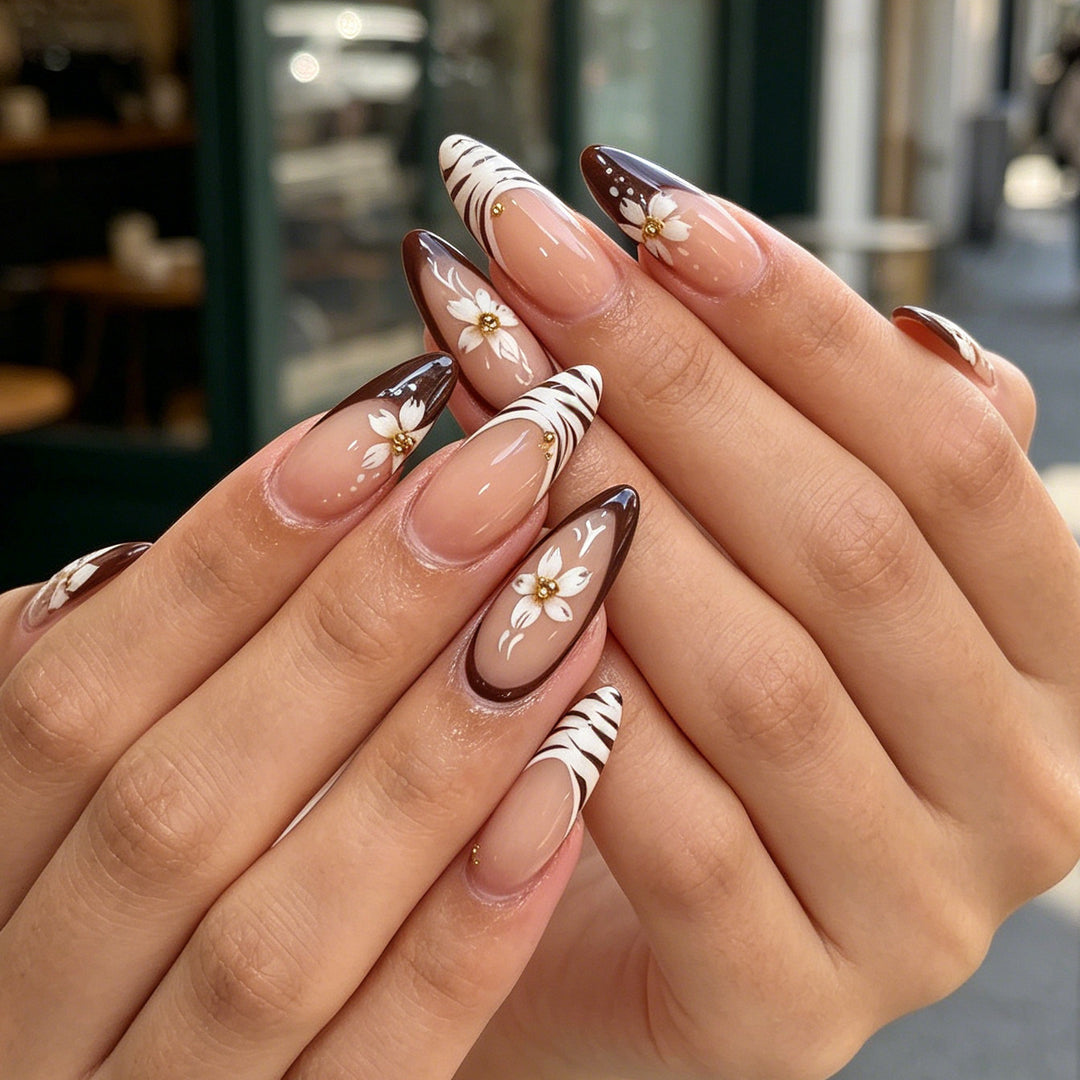 Floral Embellished Press-On Nail Art Stornfield