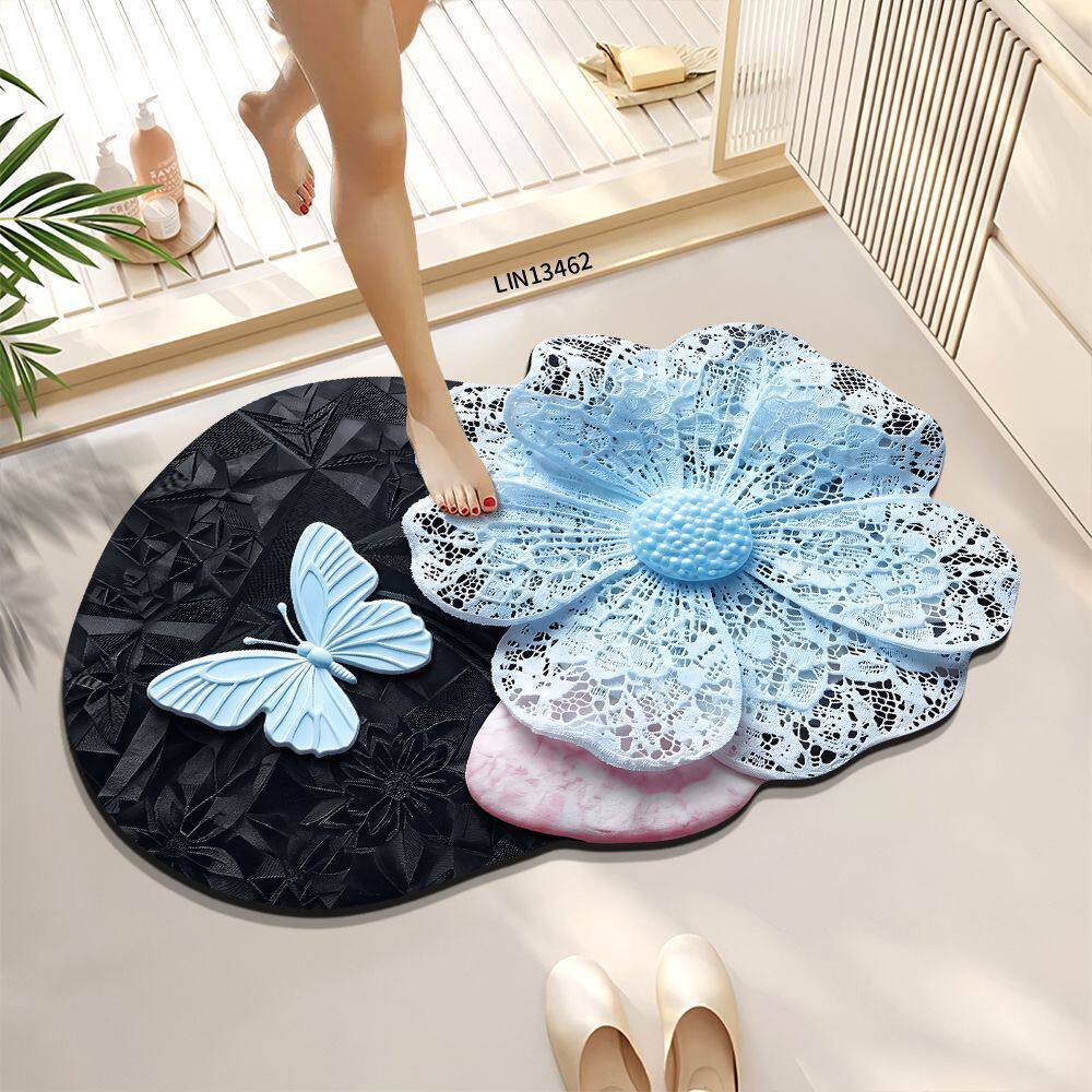 Floral Design Decorative Bath Mat
