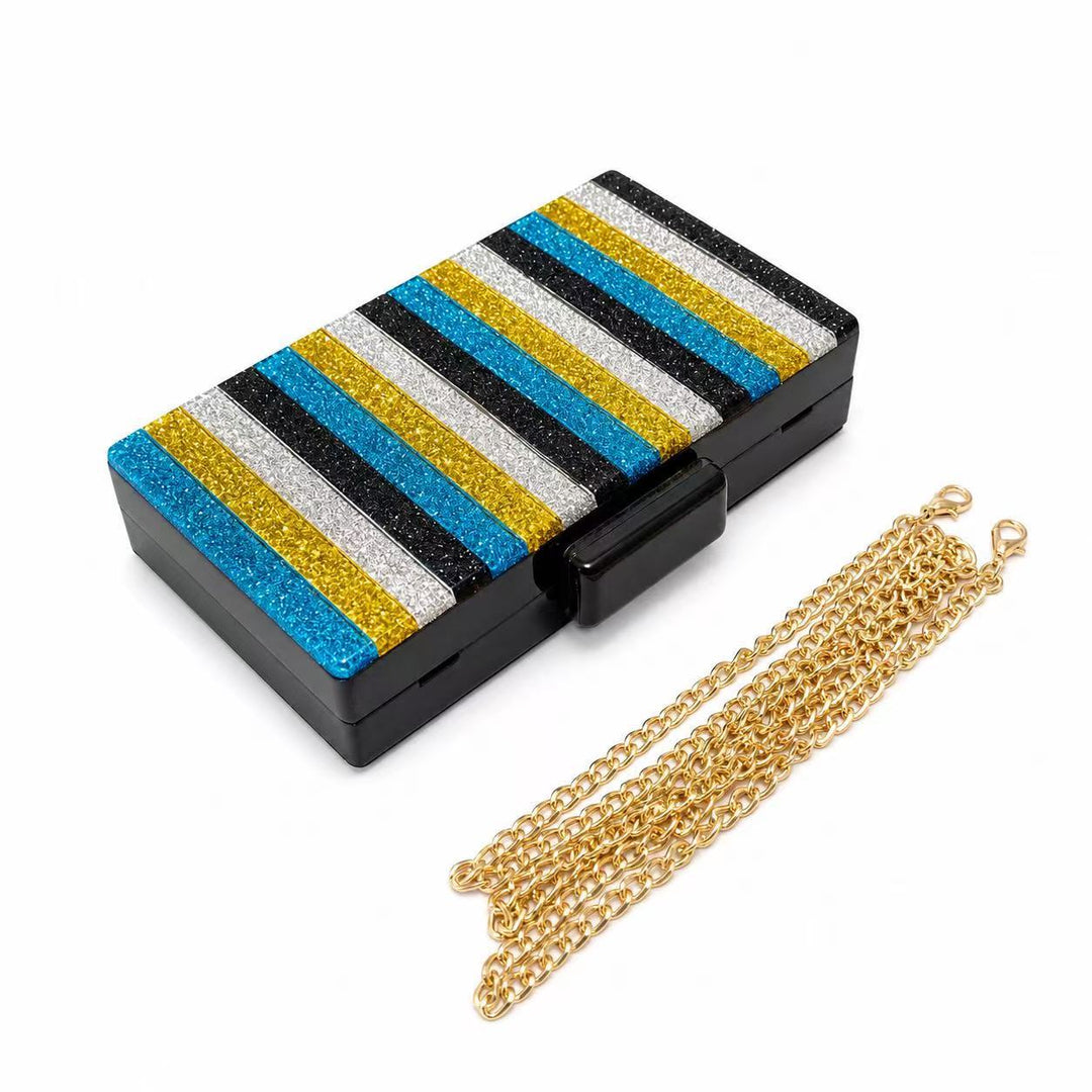 Glittery Striped Evening Clutch