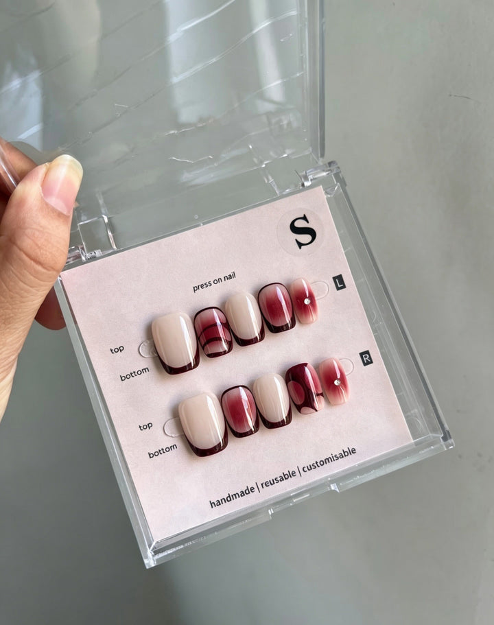 Customizable Press-On Nail Set with French Tip and Stylish Gradient