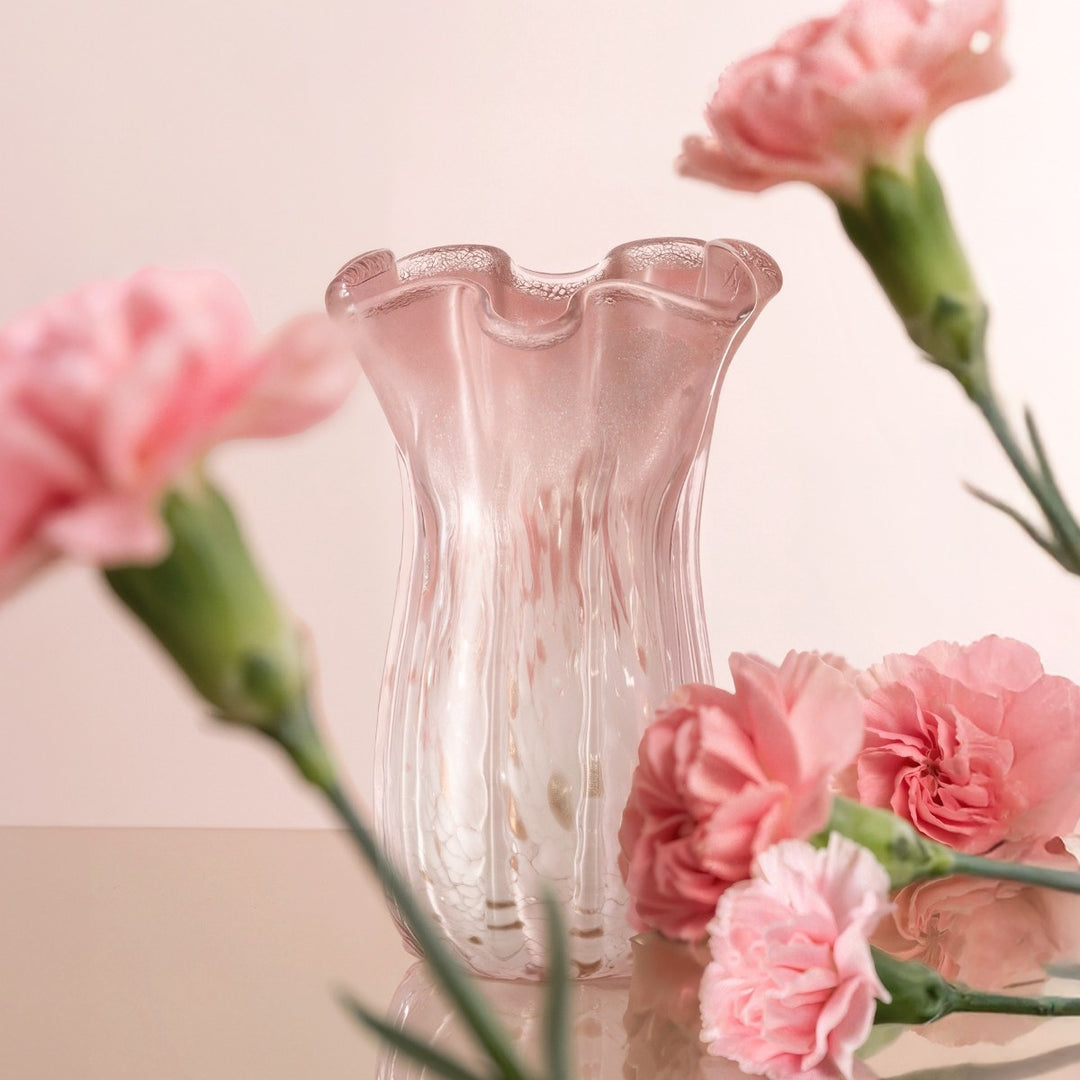 Sculptural Rippled Art Glass Decorative Vase Stornfield