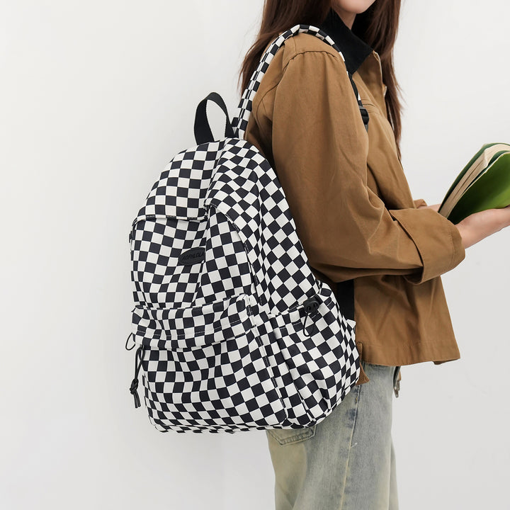 Checkerboard Print School Backpack Stornfield
