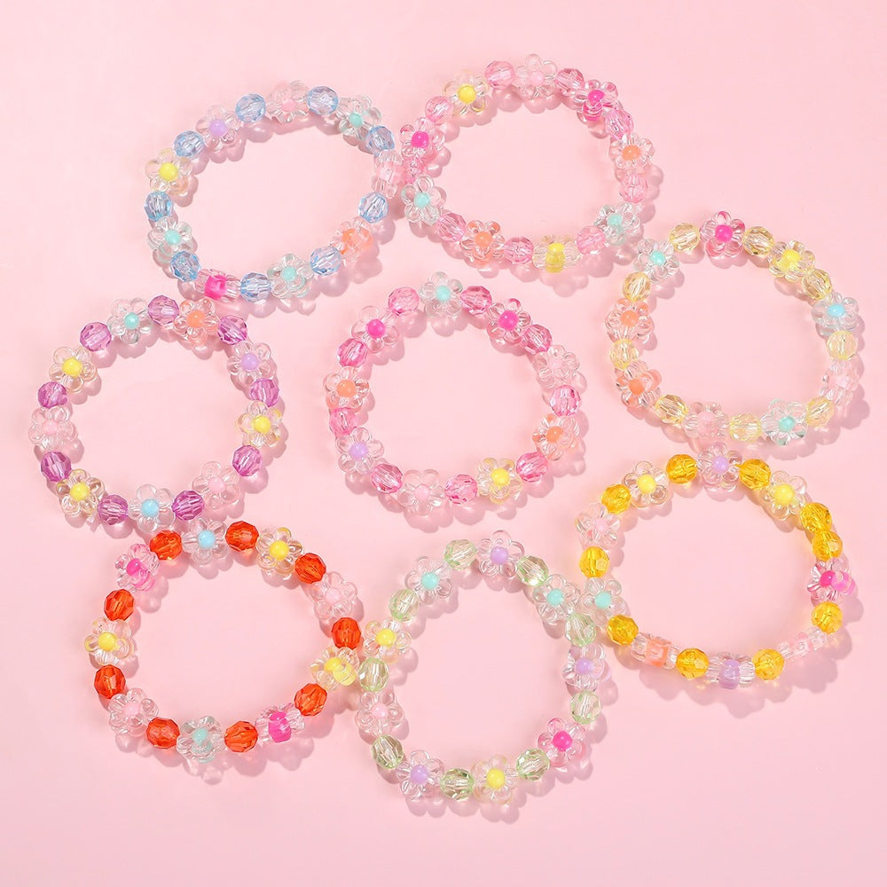 Friendship bracelet with colorful flower motifs Stornfield