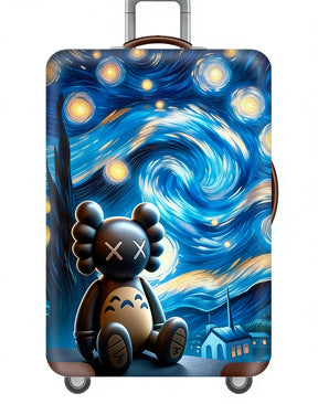 Women's stretchable suitcase cover with rabbit motif, tear-resistant stretch material and openings for handle and wheels Stornfield