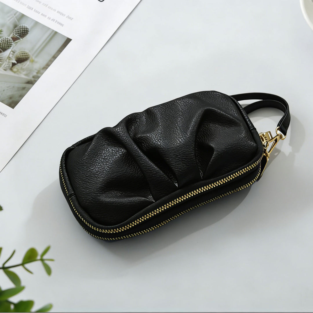 Textured Leather Zip Clutch Wallet Stornfield