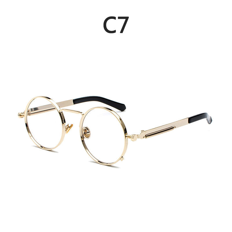 Ladies Round Metal Sunglasses with Mirrored Lenses Stornfield