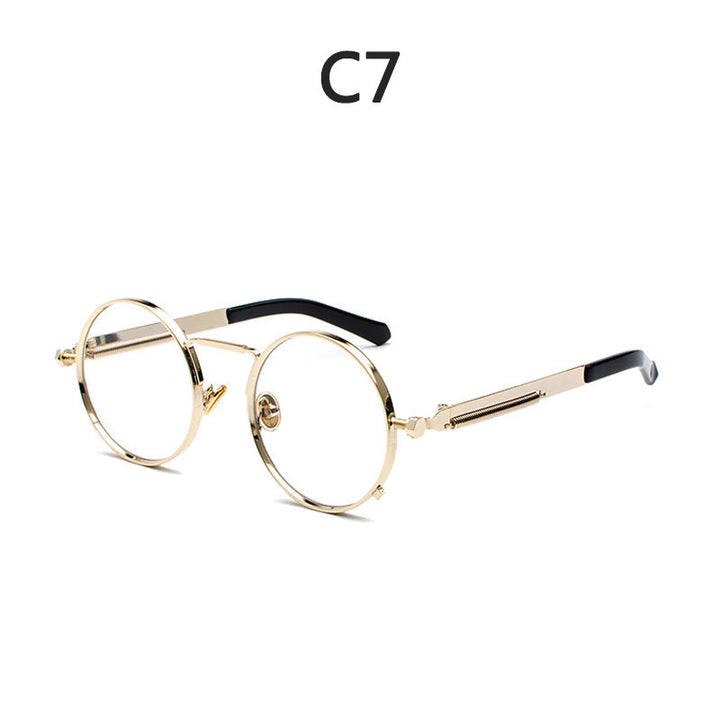 Ladies Round Metal Sunglasses with Mirrored Lenses Stornfield