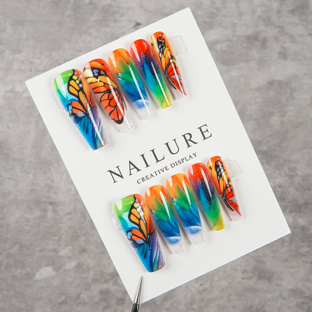 Artistic Butterfly Design Press-On Nails