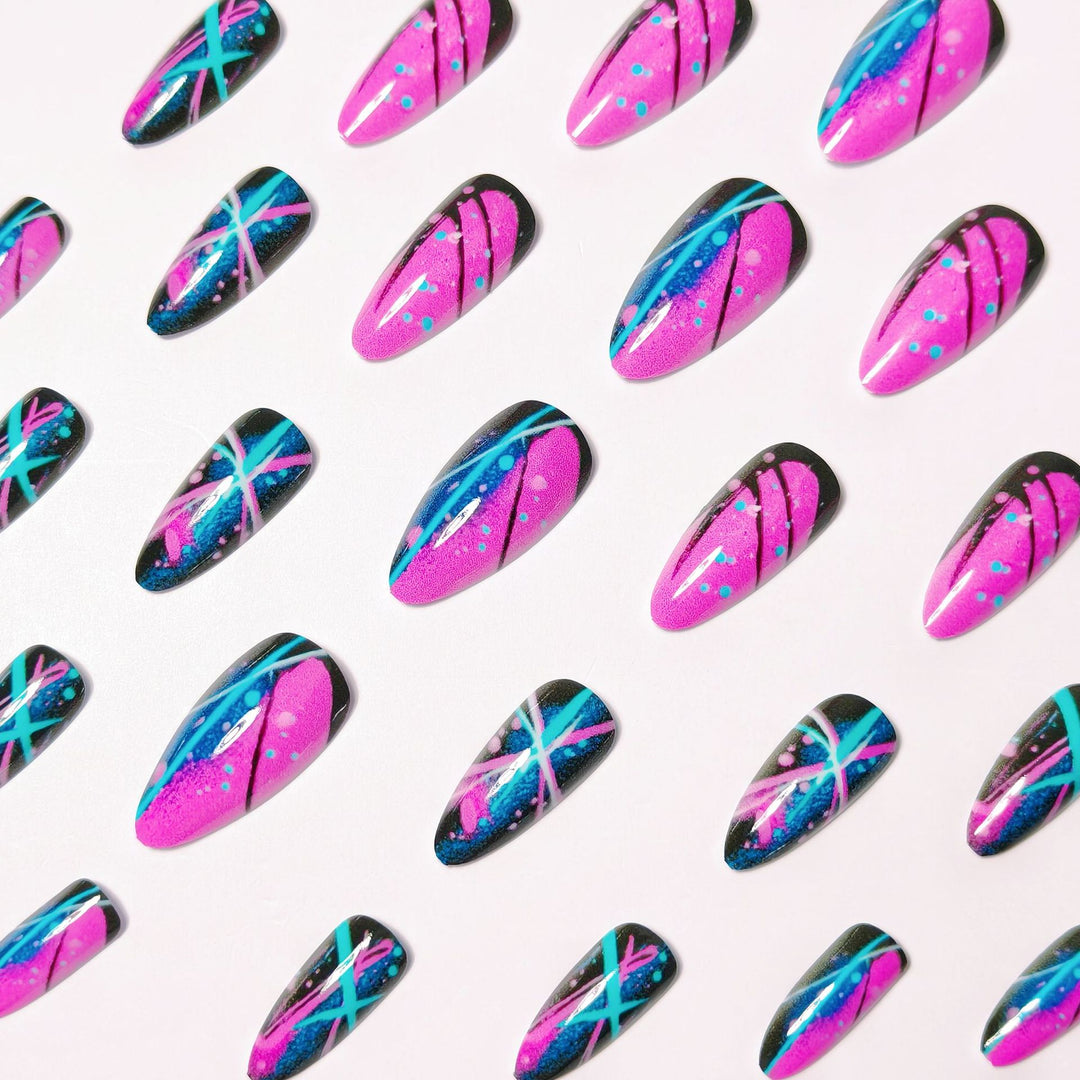 Artificial nails with geometric glamour design Stornfield