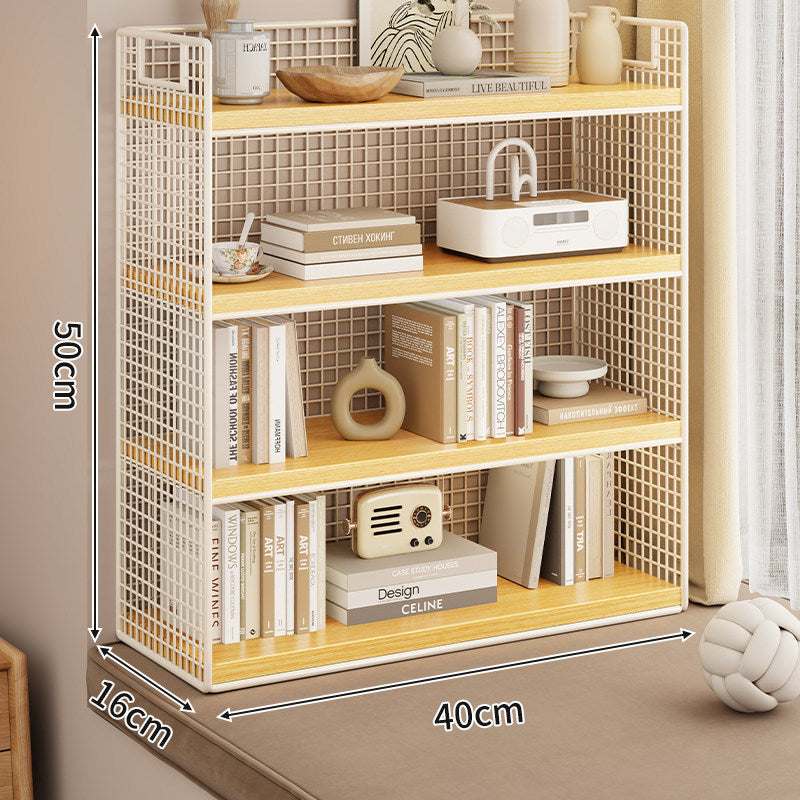 Tiered Metal Grid Countertop Display Shelf Organizer with Open Mesh Panels