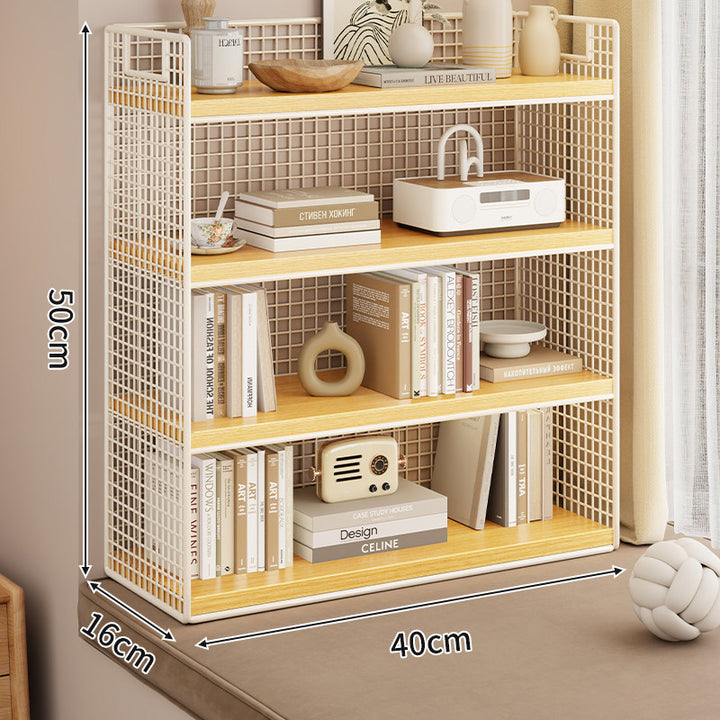 Tiered Metal Grid Countertop Display Shelf Organizer with Open Mesh Panels
