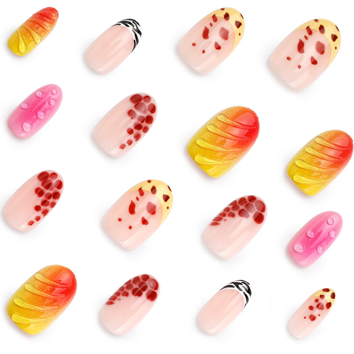 Creative artificial nails with floral design and glitter accents Stornfield