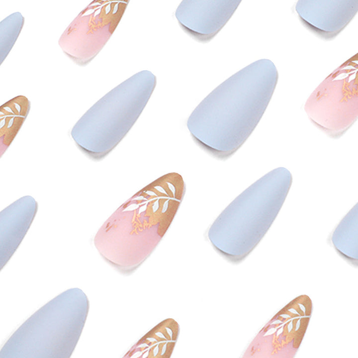 Artificial Stiletto Nails with Elegant Leaf Design Stornfield