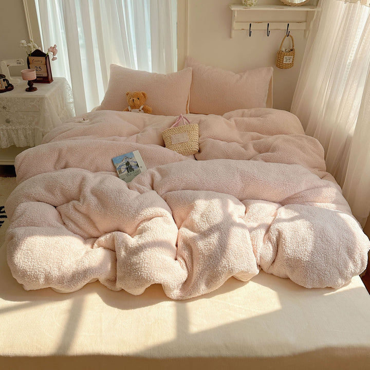 Plush Sherpa Reversible Down-Alternative Comforter Set with Hypoallergenic Fill and Pillow Shams