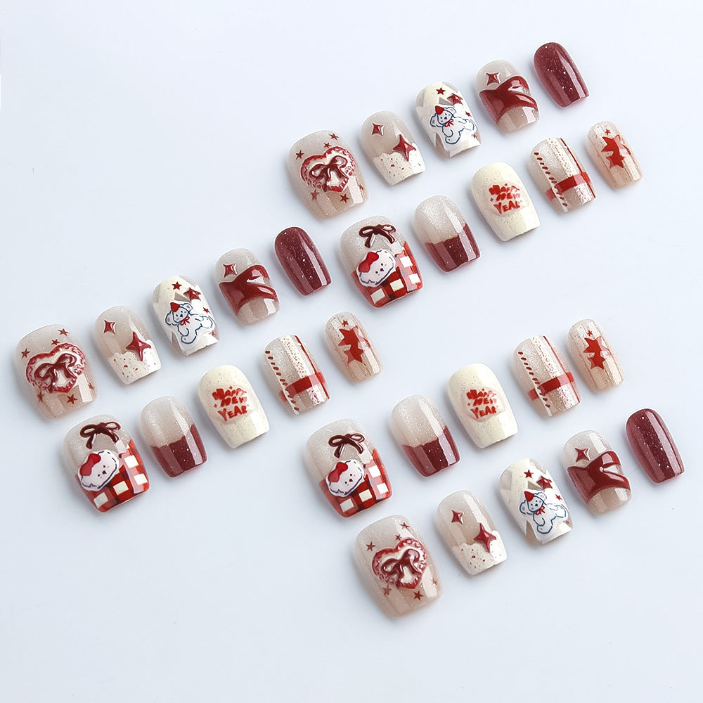 Festive Winter-Themed Press-On Nails Stornfield