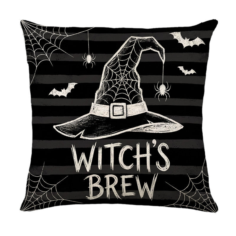 Halloween Ghost Cotton-Linen Square Throw Pillow Covers Set with Hidden Zipper