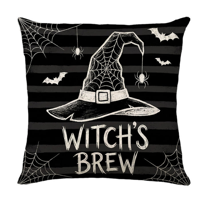 Halloween Ghost Cotton-Linen Square Throw Pillow Covers Set with Hidden Zipper
