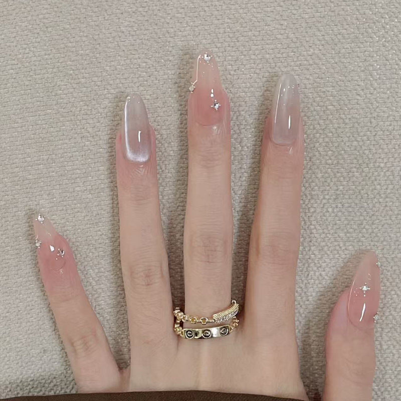 Decorative Press-On Nail Set with Subtle Glitter Accents Stornfield