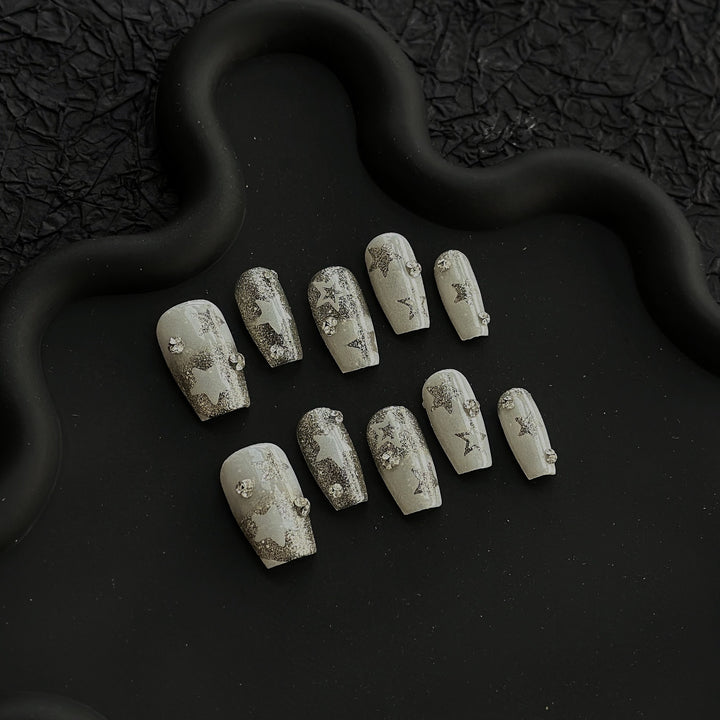Glamorous Star-Embellished Press-On Nail Set