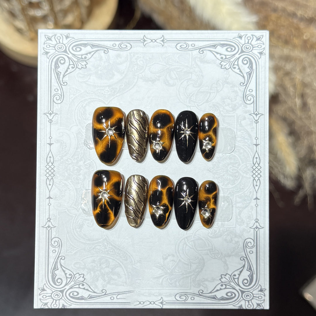 Decorative Press-On Nail Set with Celestial Accents Stornfield