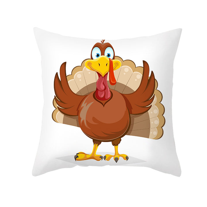 Square Removable Linen-Blend Thanksgiving Pumpkin Watercolor Throw Pillow Cover