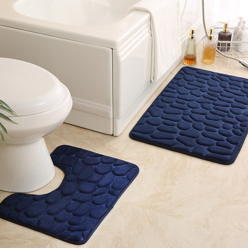 Textured Stone Pattern Bath Mat Set Stornfield