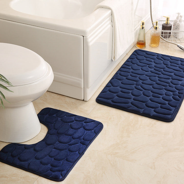 Textured Stone Pattern Bath Mat Set Stornfield