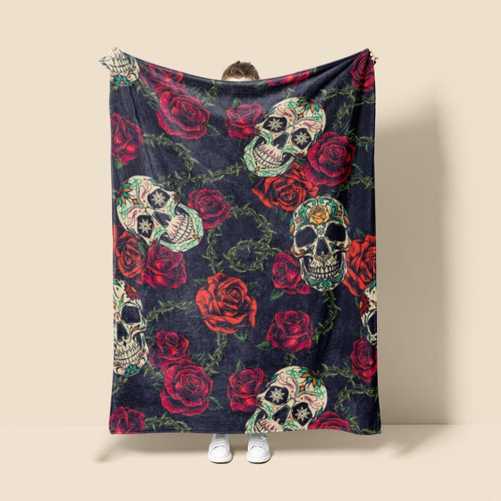 Artistic Skull-Themed Fleece Blanket