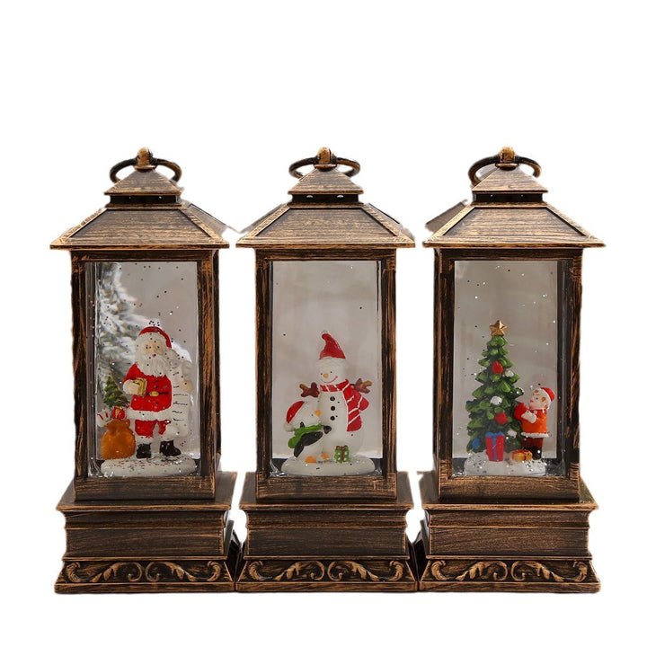 Vintage Christmas lantern with snowman and LED lighting Stornfield