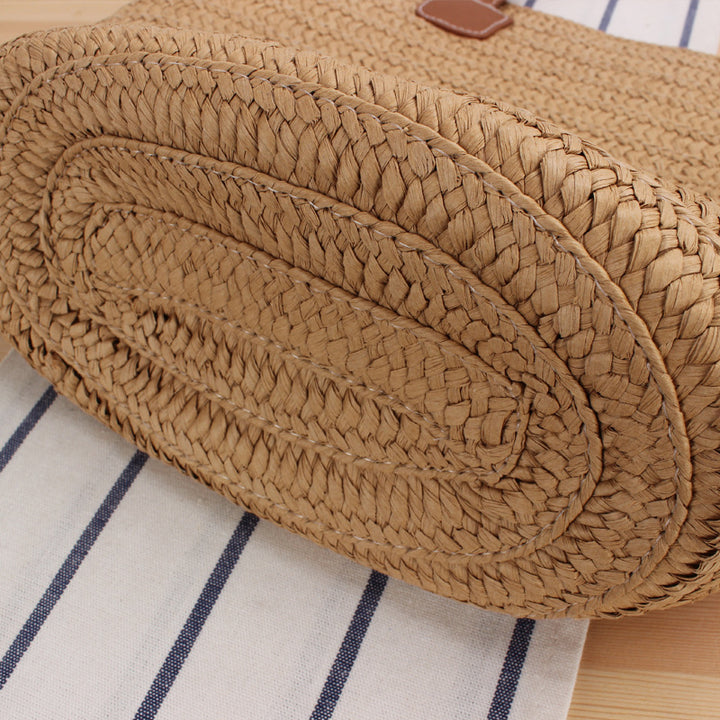 Elegant Shoulder Bag Made of Natural Raffia with High-Quality Leather Accents Stornfield