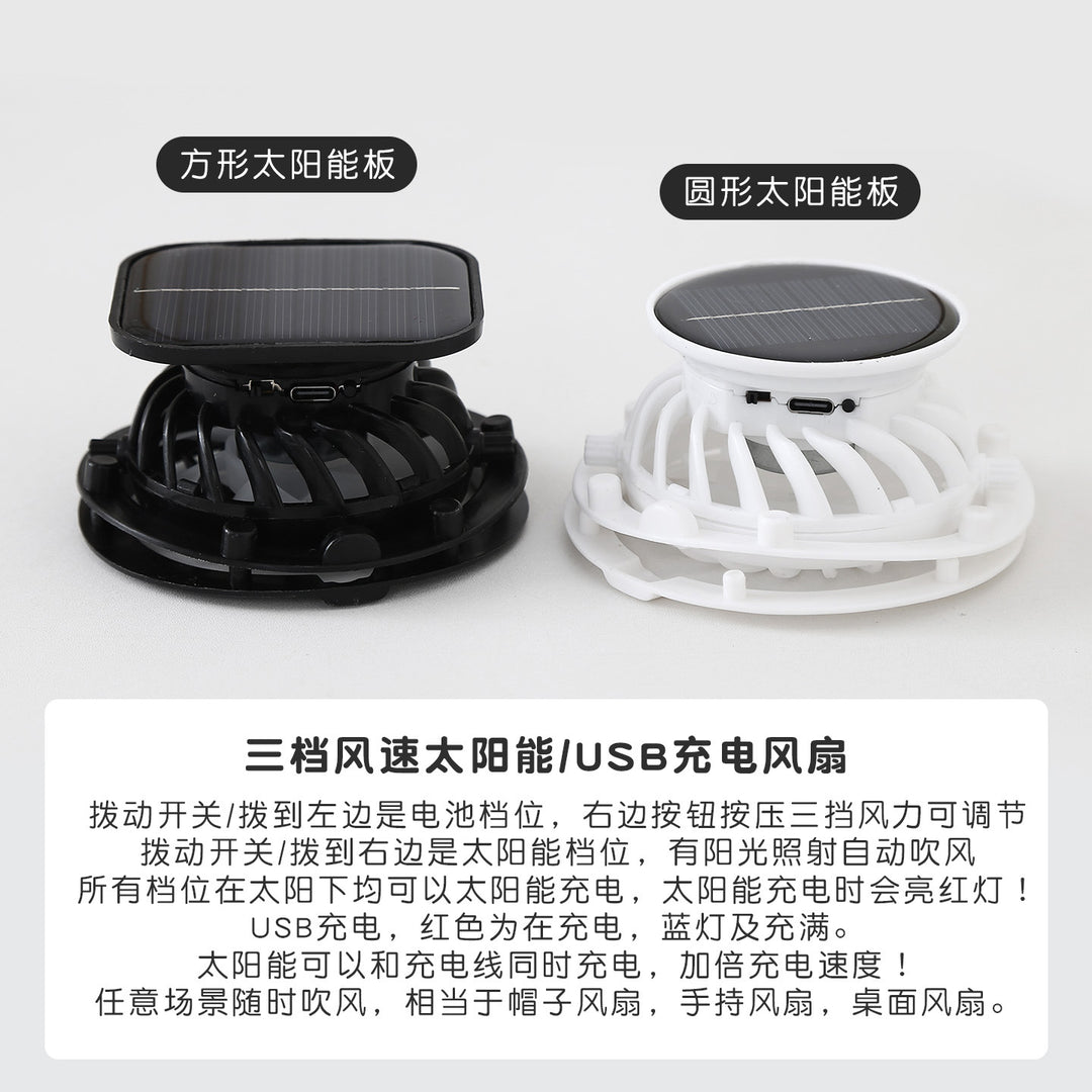 Wide-brimmed sun hat with detachable swivel solar fans and adjustable chin strap Stornfield