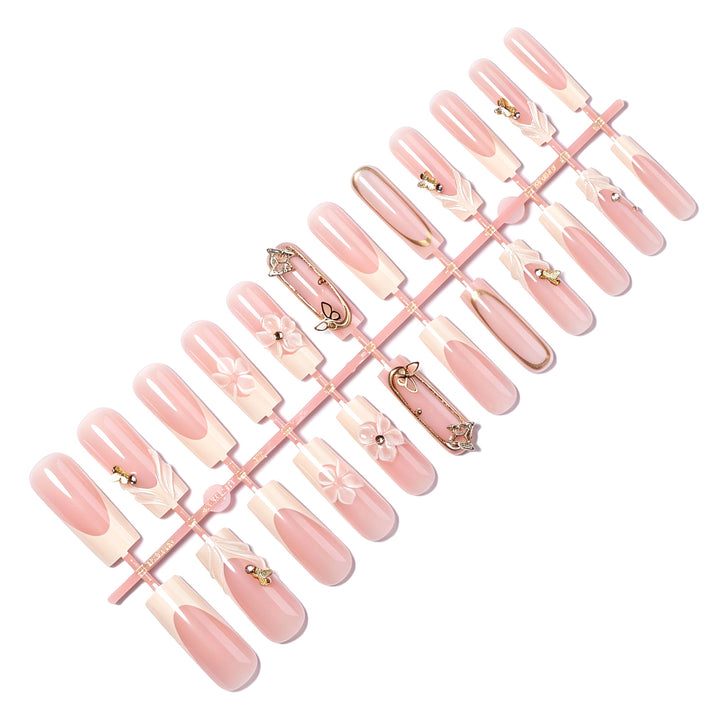 Elegant 3D Floral Press-On Nail Set Stornfield