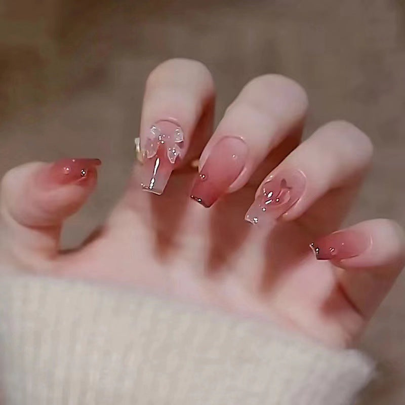 Elegant Long Press-On Nails with Floral Accents Stornfield