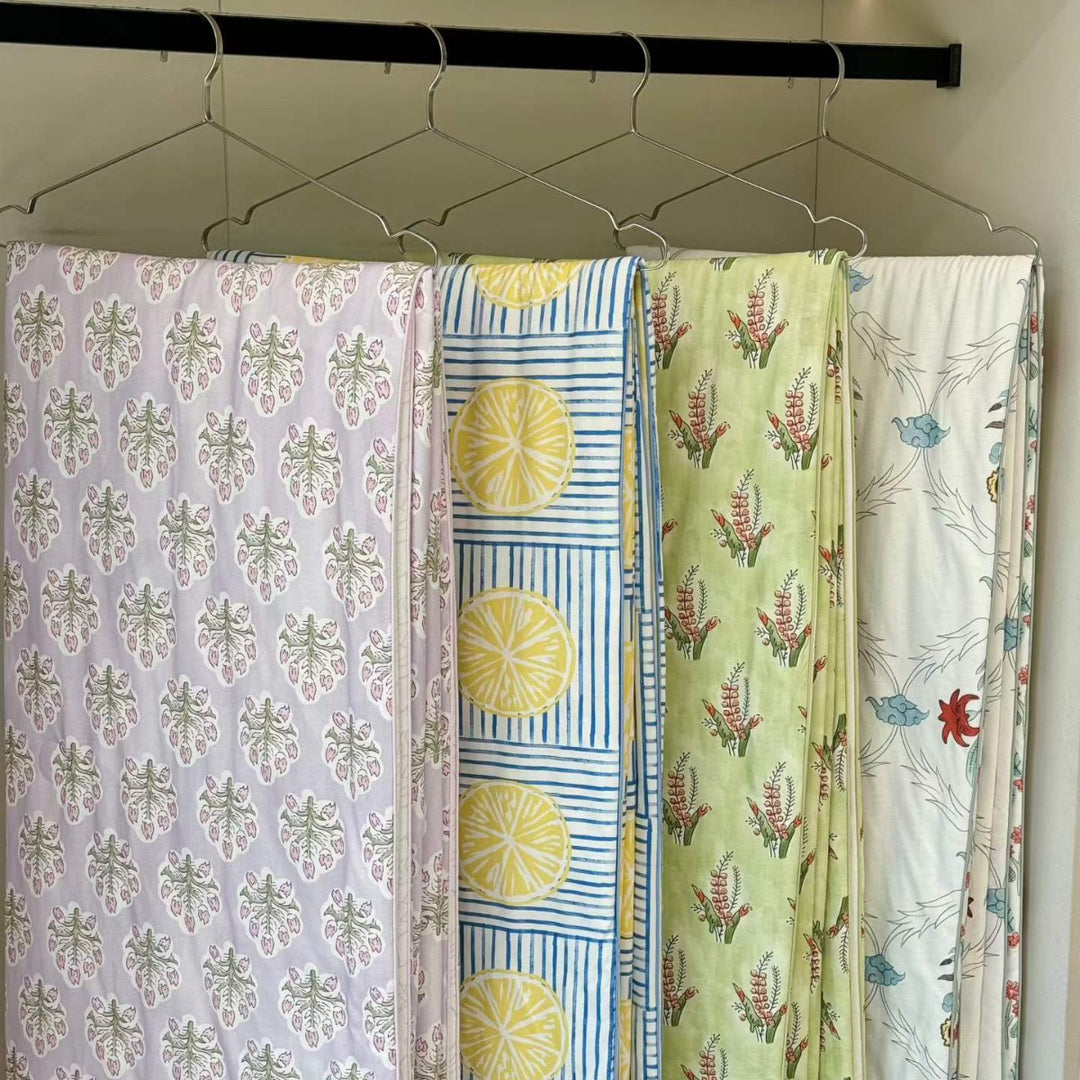 Botanical Reversible Cotton Sateen Duvet Cover Set with Matching Pillowcases