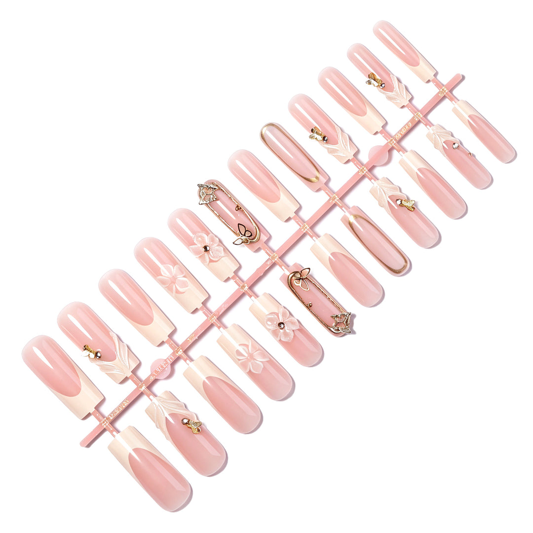 Artistic 3D Floral Press-On Nail Art Set Stornfield