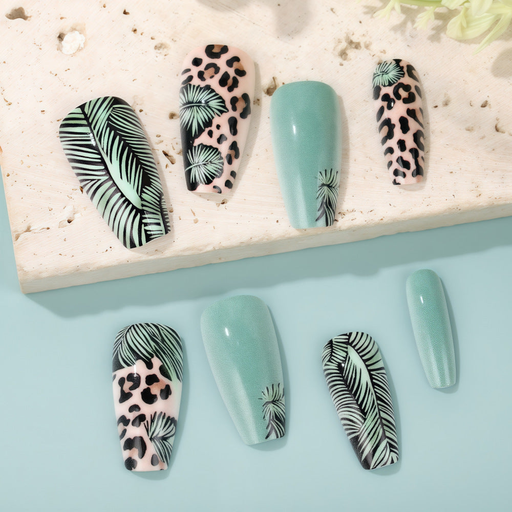 Creative artificial nails with tropical and animal design Stornfield