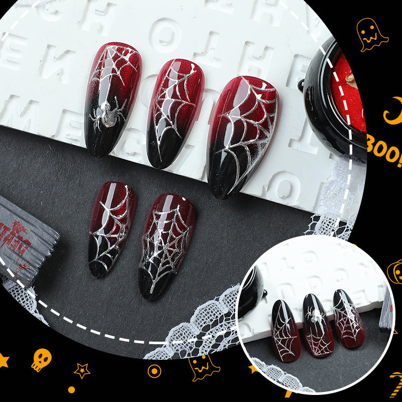Gothic Spider Web Press-On Nail Art