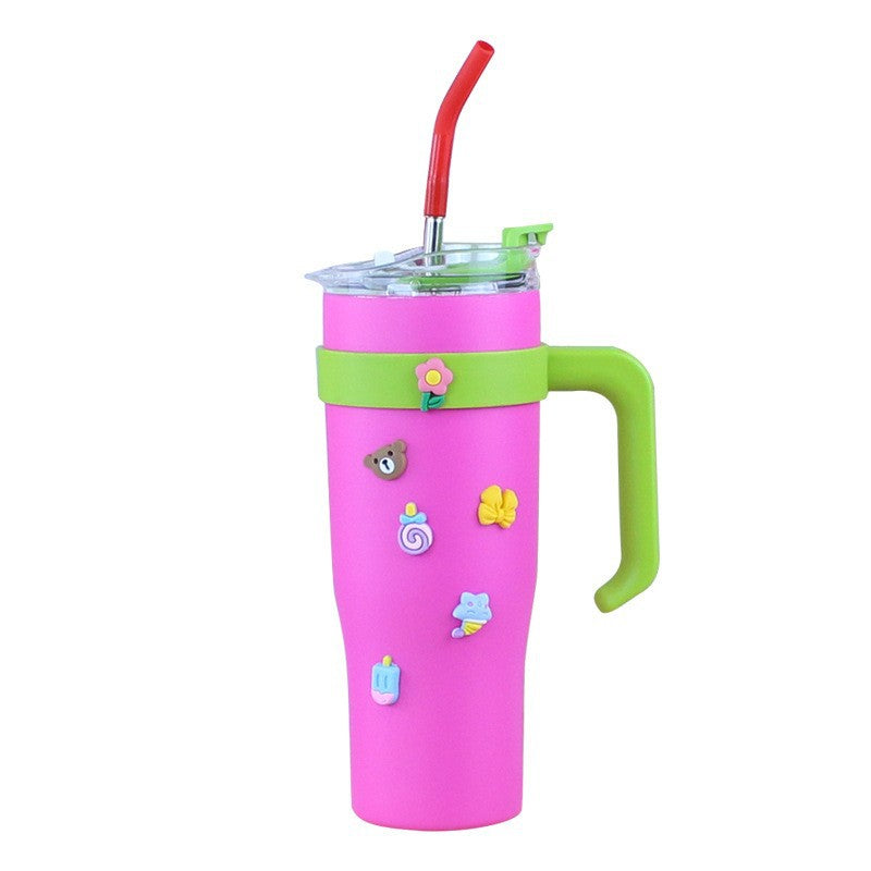 Women's insulated cup with straw and ergonomic handle Stornfield