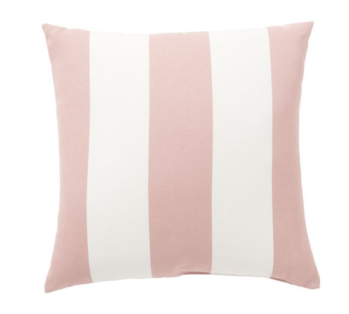 Square striped outdoor cushion cover made of weather-resistant polyester with concealed zipper Stornfield